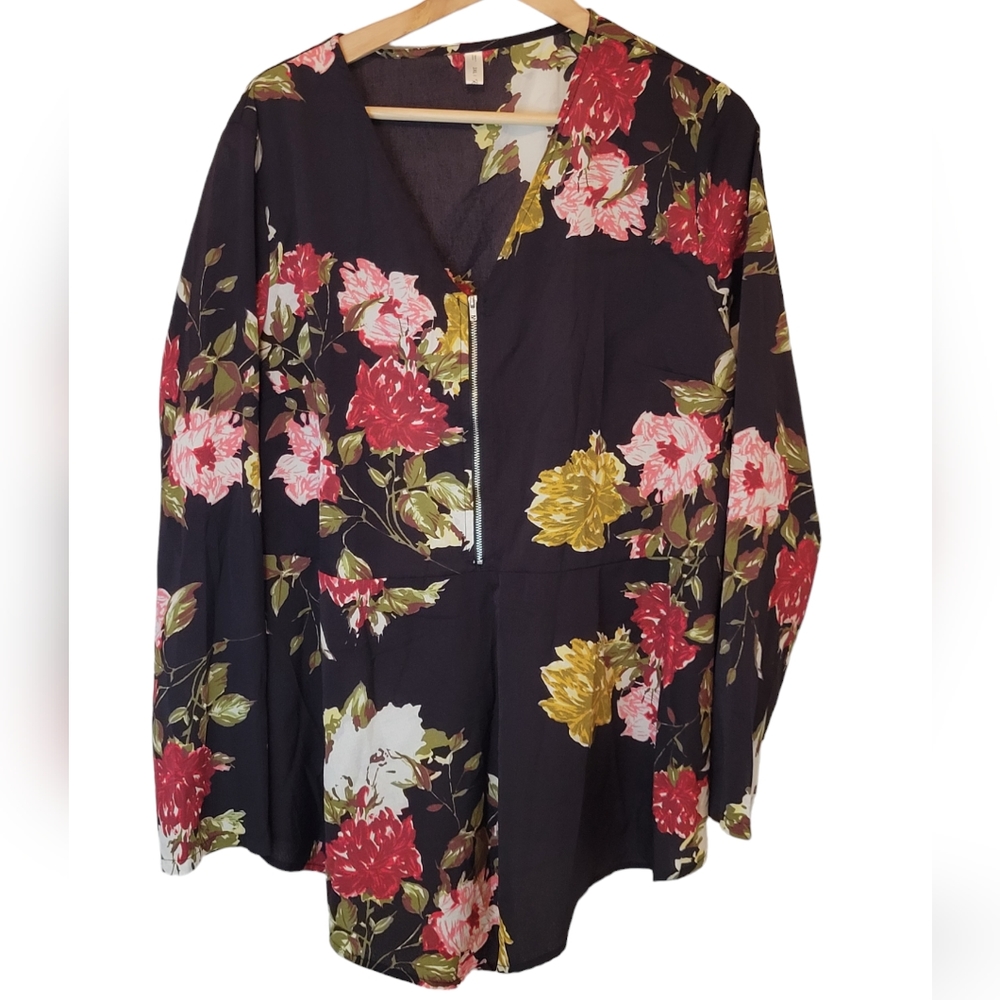 Rose Gal Women's Floral Print Blouse Size 3XL